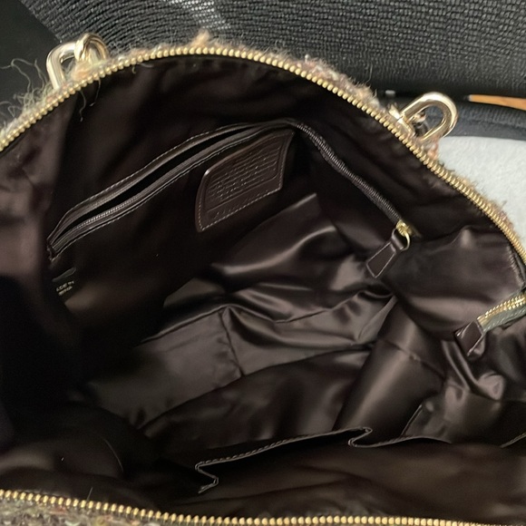 Authentic Rare COACH Chelsea Boucle Green Tweed Emerson Satchel Purse - Picture 8 of 14